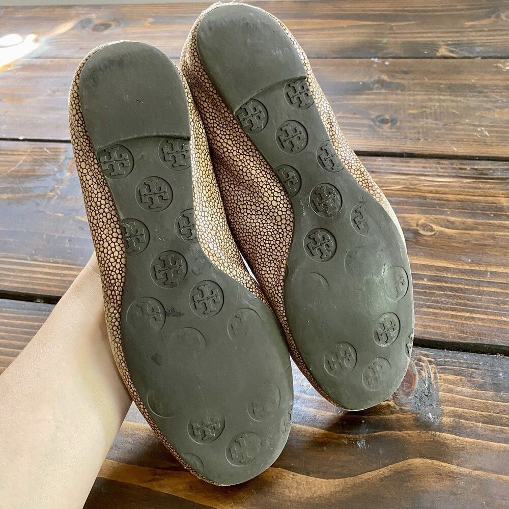 Tory Burch "Reva" Coconut Brown Stingray Leather Ballet Flat - Size 7 - Picture 3 of 6